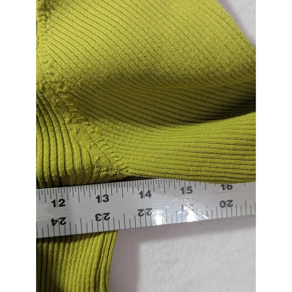 Sincerely Jules Ribbed Crop Sweater Square Neck Long Sleeve Green‎ M